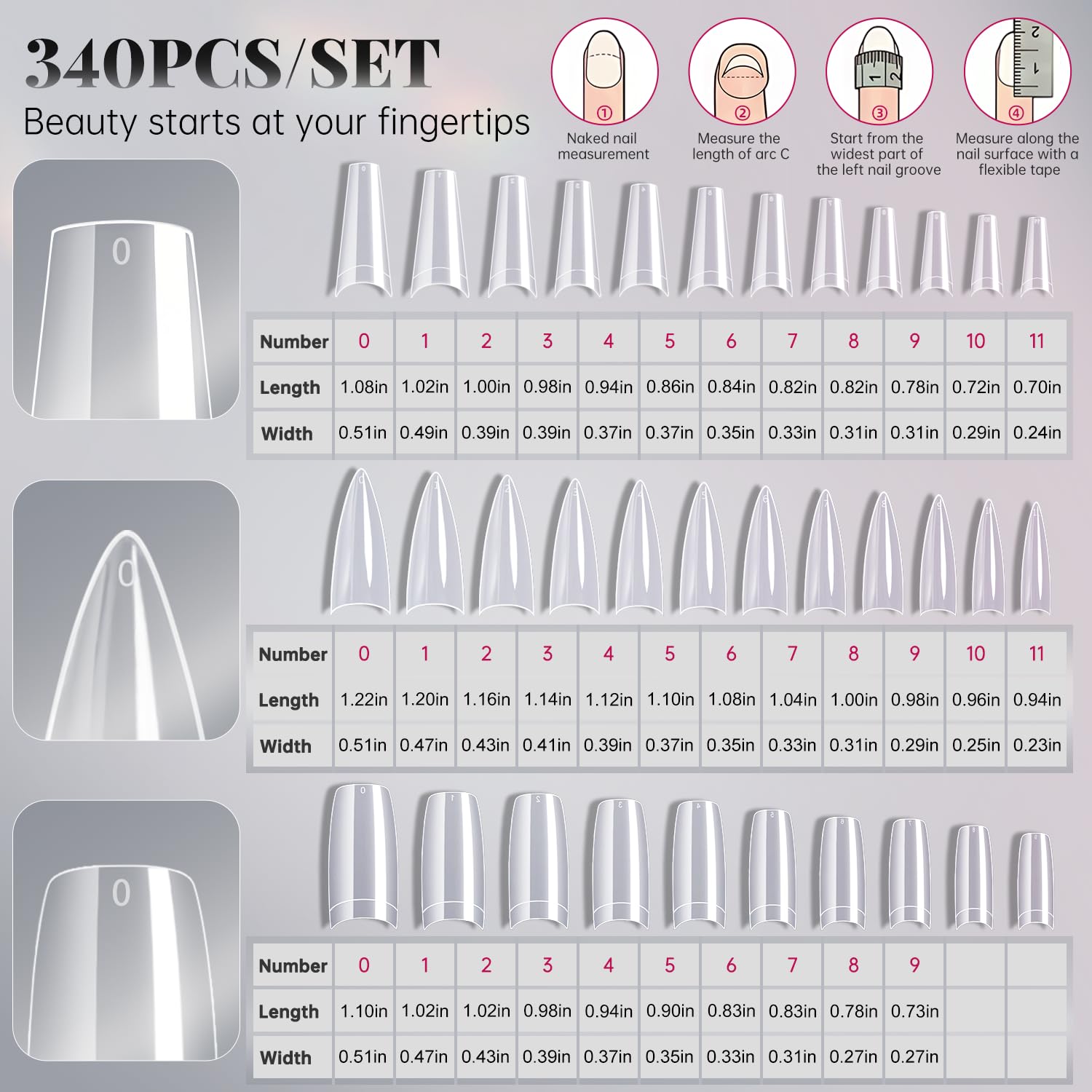 Krofaue ongles pointes transparents pour look moderne