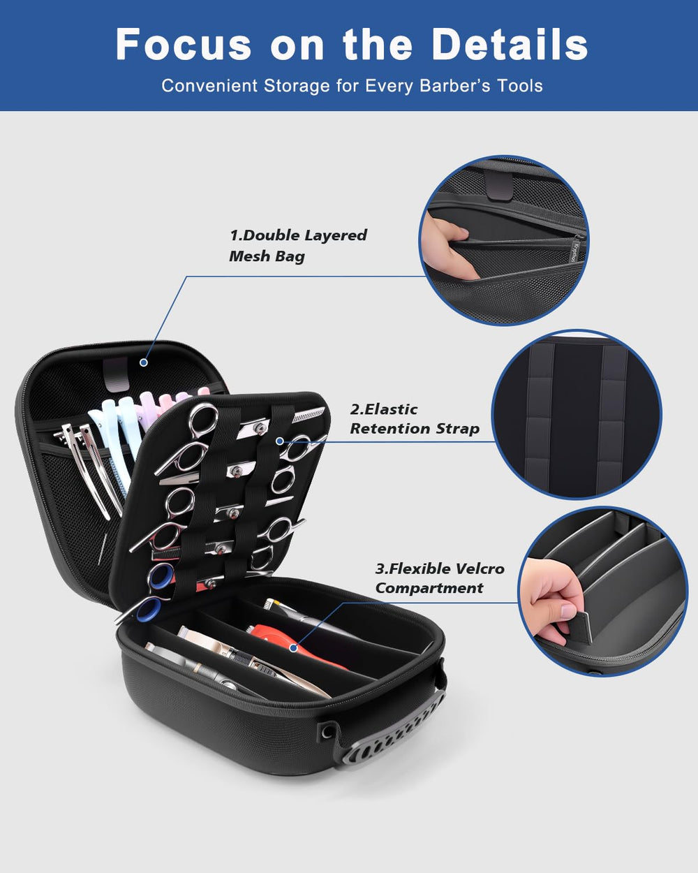 Krypthos étui portable pro-barbier: transport facile des outils.