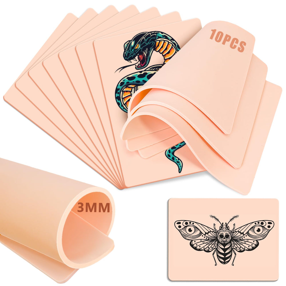 KTKAJW peau pratique 3mm double-face, texture réaliste pour l'entraînement tatouage.