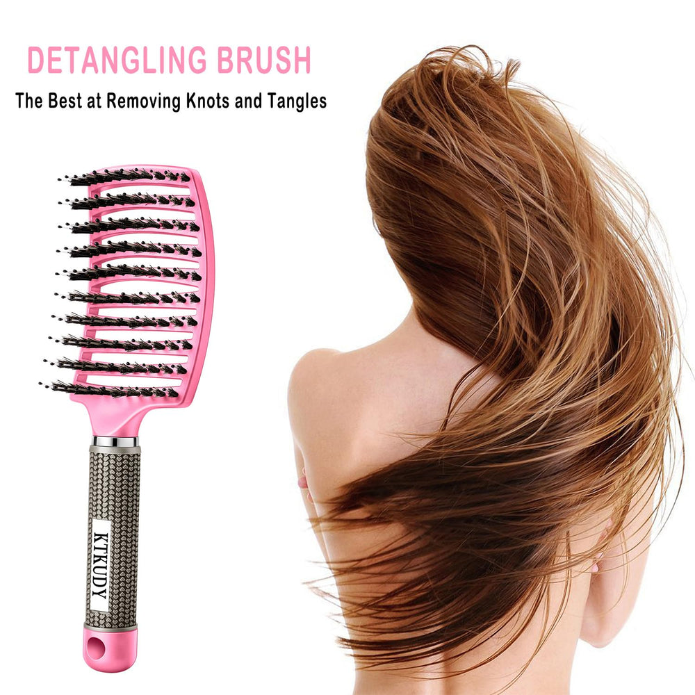 KTKUDY brosse courbe ergonomie confortable pour tous les cheveux.