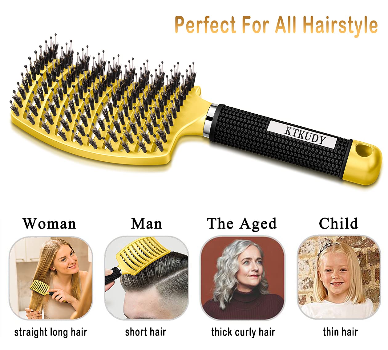 KTKUDY brosse démêlante en main sur cheveux humides démêlage facile