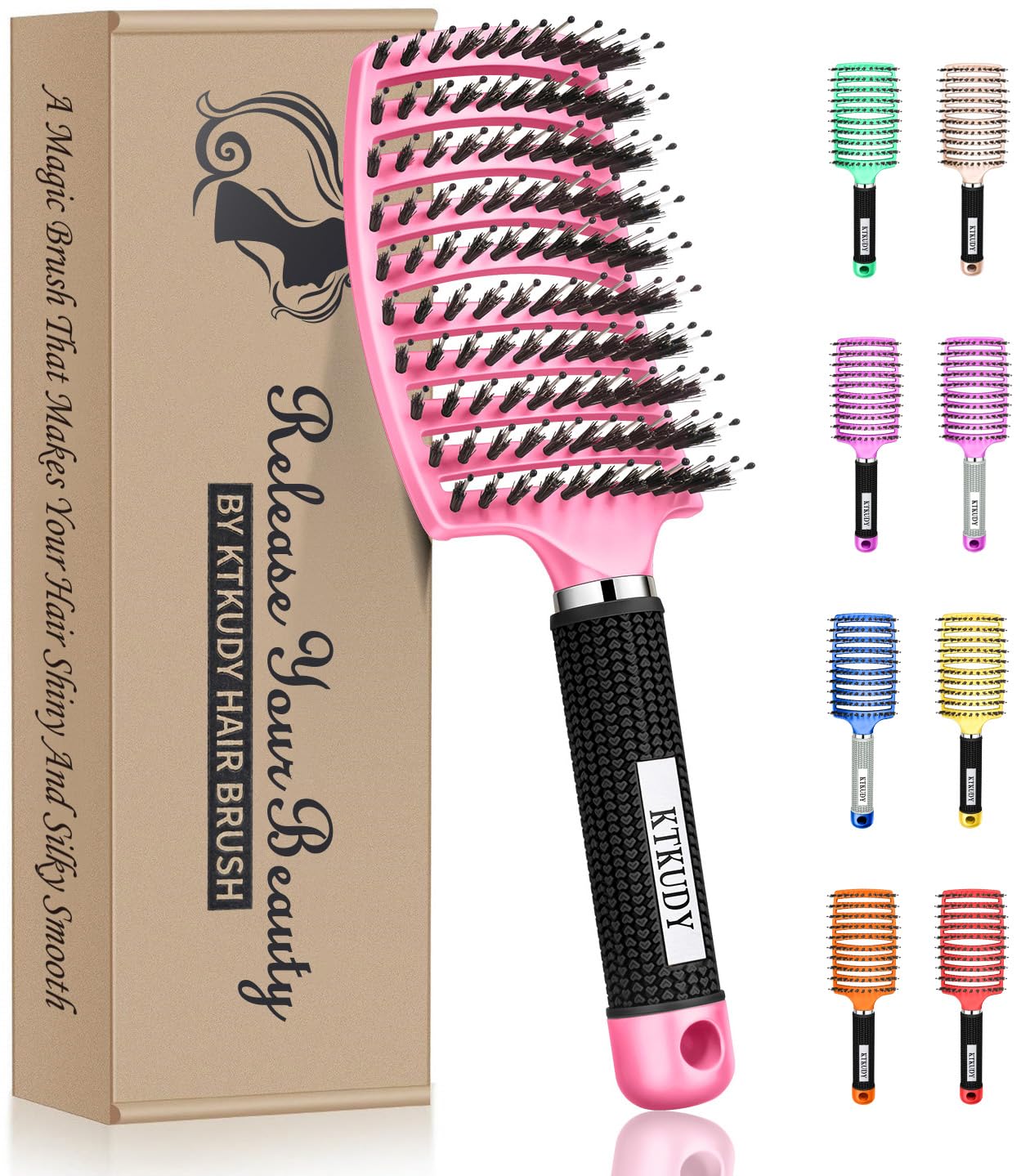 KTKUDY brosse demelante poils sanglier, demelage en douceur.