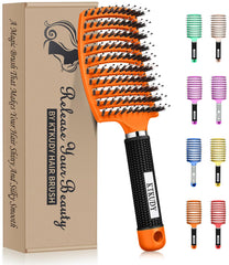 KTKUDY Brosse démêlante avec poils de sanglier démêle rapidement les nœuds.