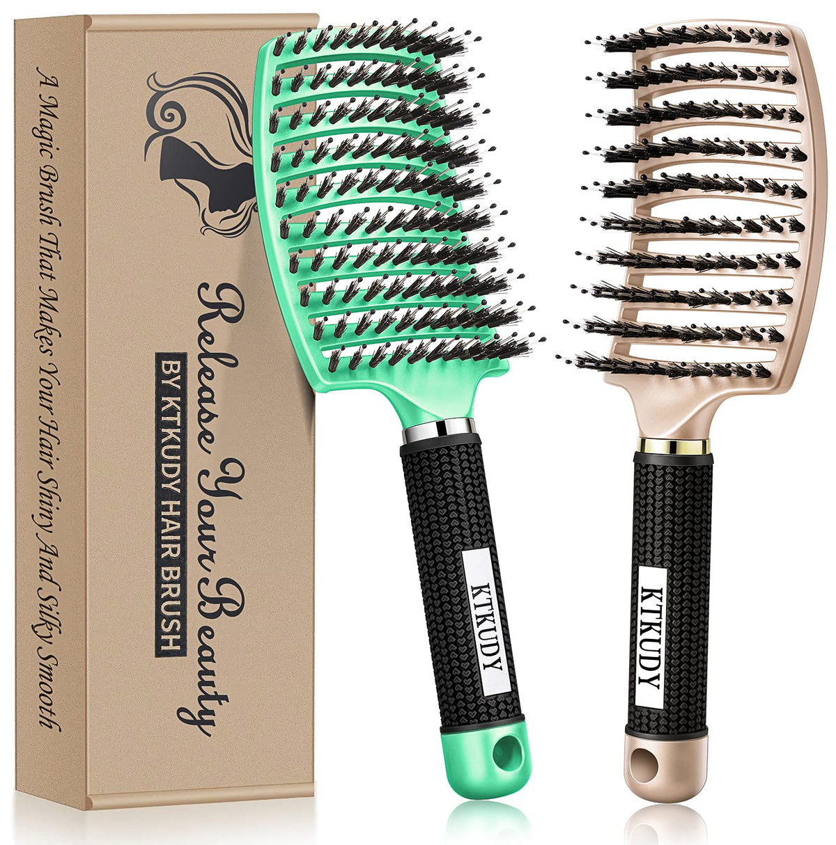 KTKUDY brosse démêlage-noeuds — démêlage sans douleur sur tous types de cheveux.