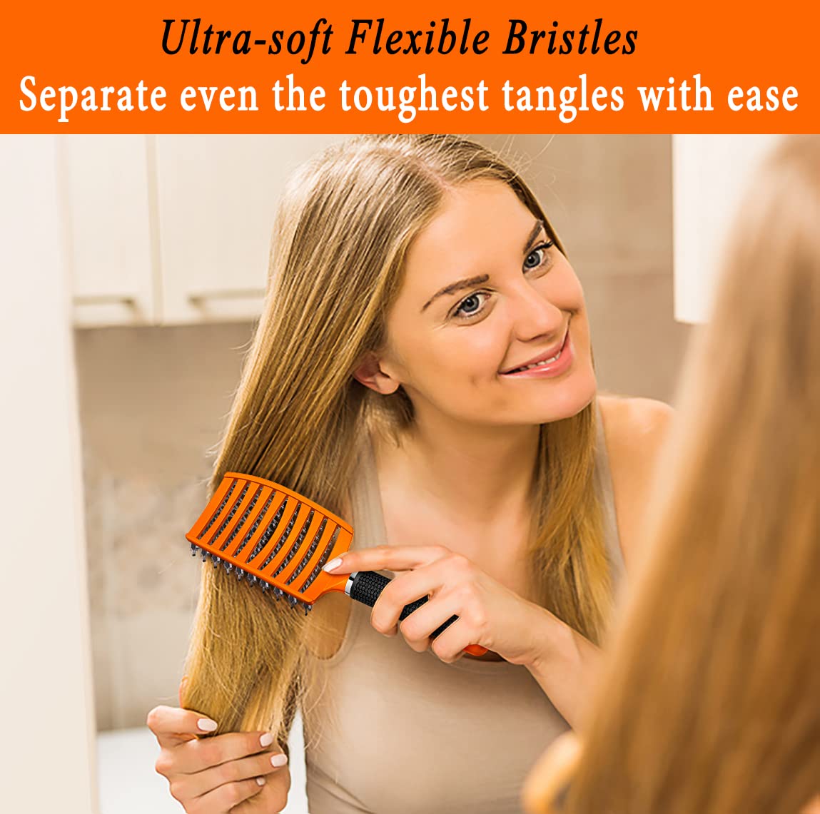 KTKUDY Brosse polyvalente pour tous types de cheveux usage humide ou sec.