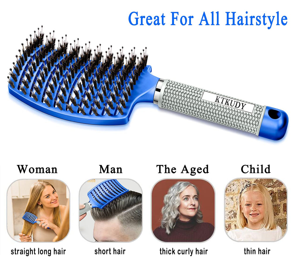 KTKUDY Brosse tous types – convient à tous les cheveux bleue