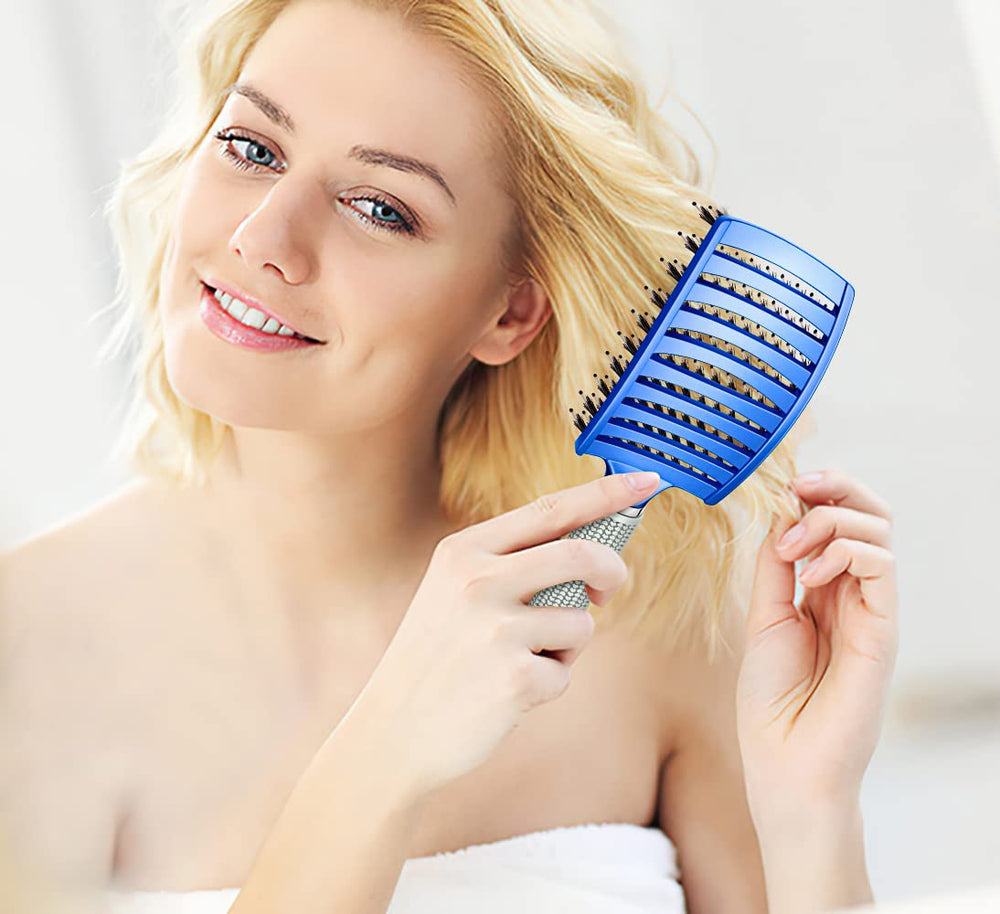 KTKUDY Brosse usage humide et sec – démêlage en douceur bleue
