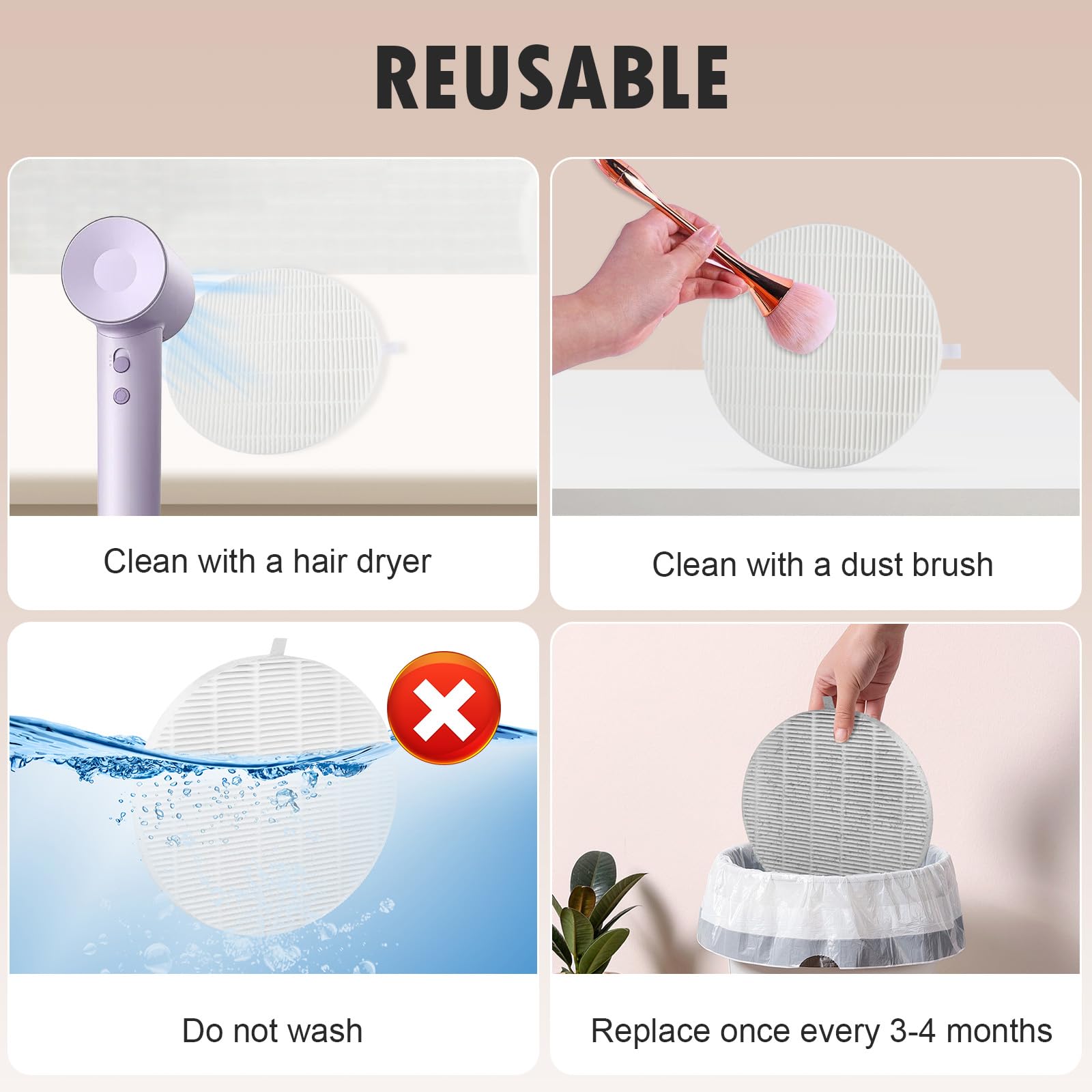 KTNAid filtre-remplacement-simple se retire rapidement pour nettoyage.