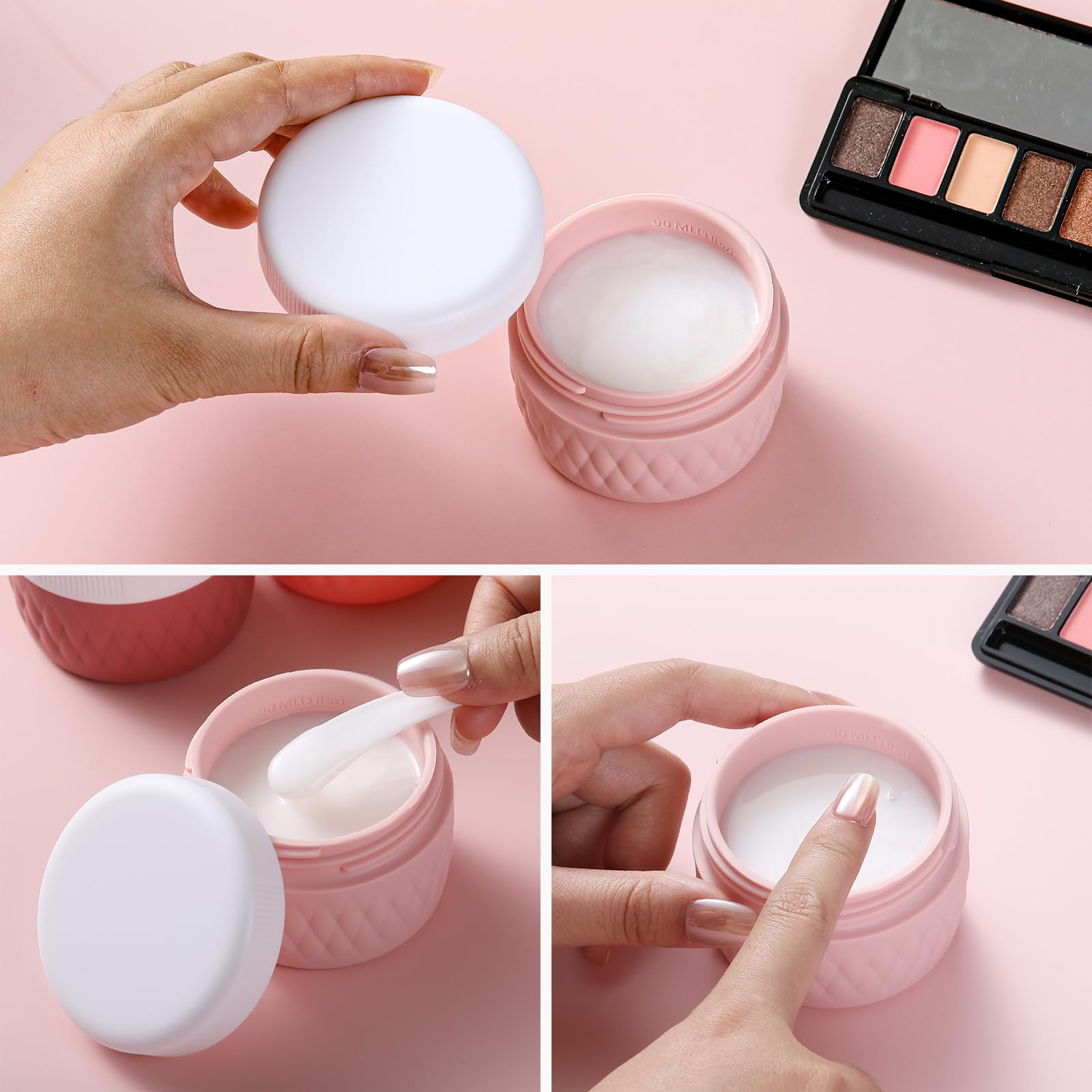 Kuangre contenants silicone 3oz étanches avec capuchon, voyage sans fuite.