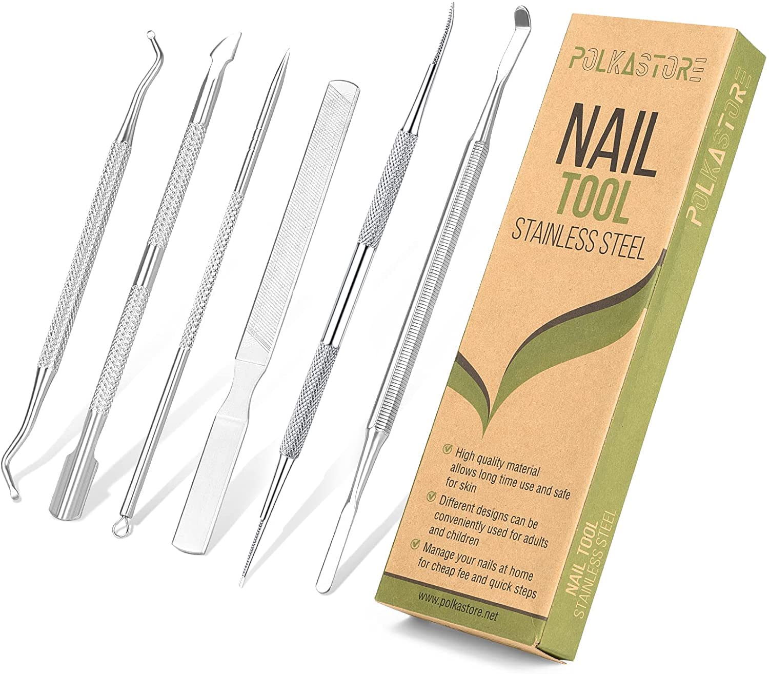 KuanStore pack de 6 outils professionnels pour pédicure, pratique à domicile pour l'entretien des ongles.