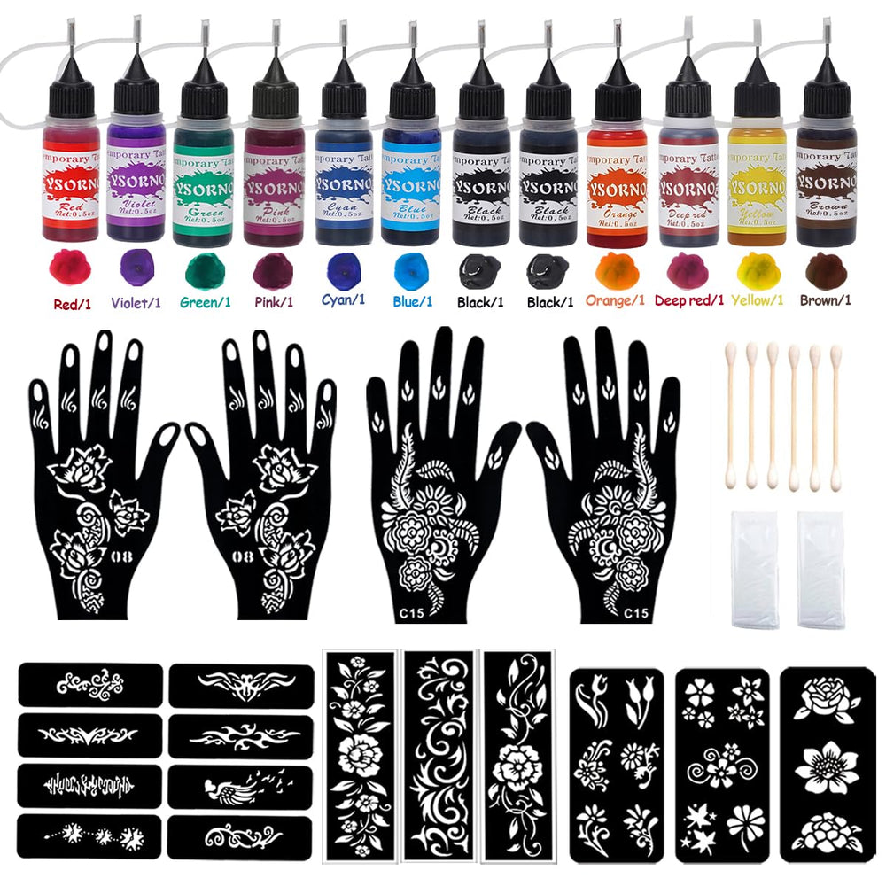 Kuboka tatouage temporaire – bouteilles d'encre variées pour designs éphémères.