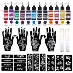 Kuboka tatouage temporaire – bouteilles d'encre variées pour designs éphémères.