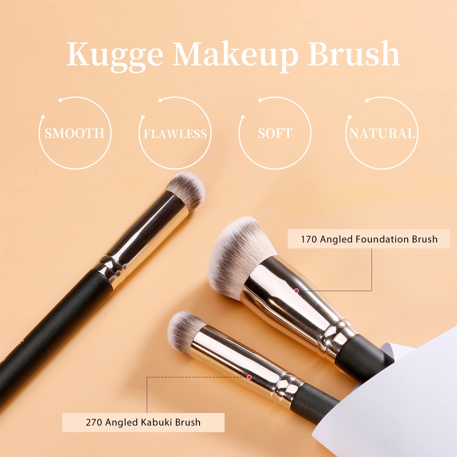 Pinceau Kugge fond de teint kabuki angule pour application homogène.