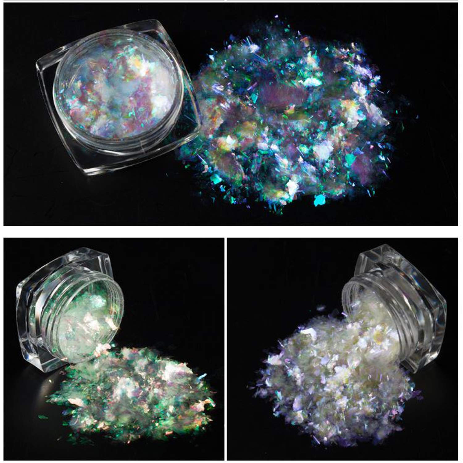 Effet verre brisé brillant obtenu avec les flocons caméléon KUKA.