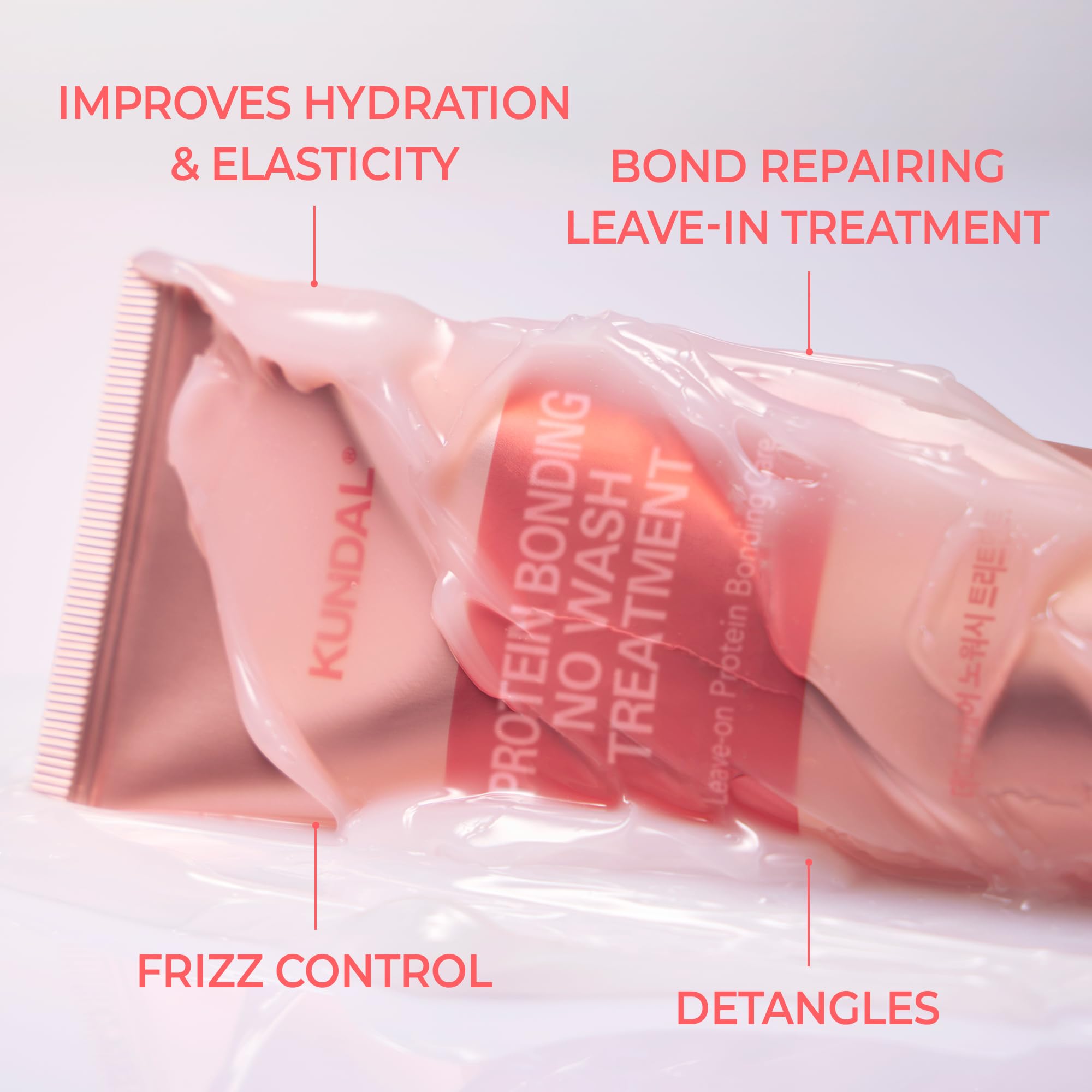 KUNDAL Protein Damage Care : formule légère sans rinçage, absorption rapide.