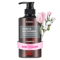 KUNDAL Miel-Macadamia: bouteille de shampoing nourrissante avec parfum durable.