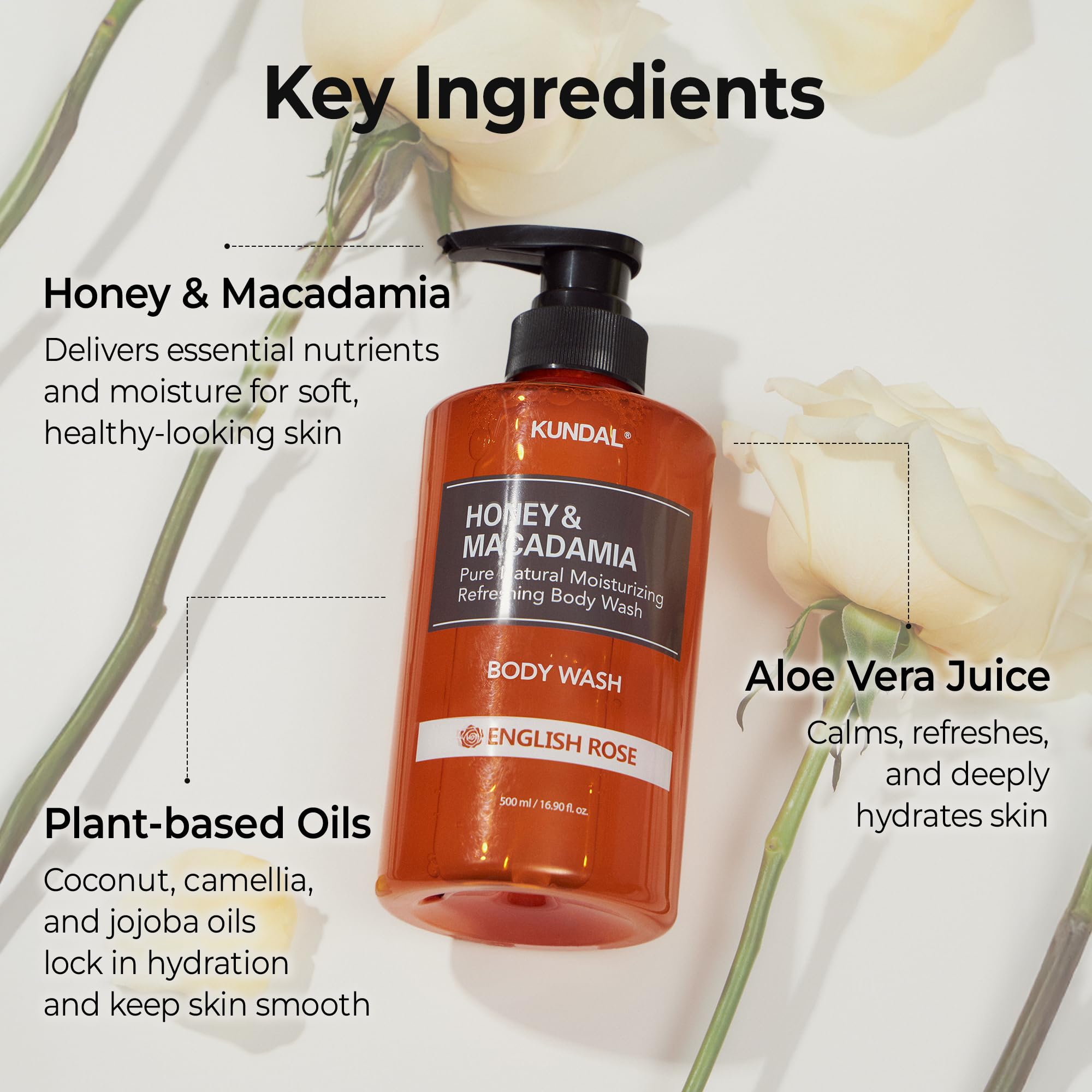KUNDAL Nature Miel et Macadamia — gel mousseux prêt à hydrater.