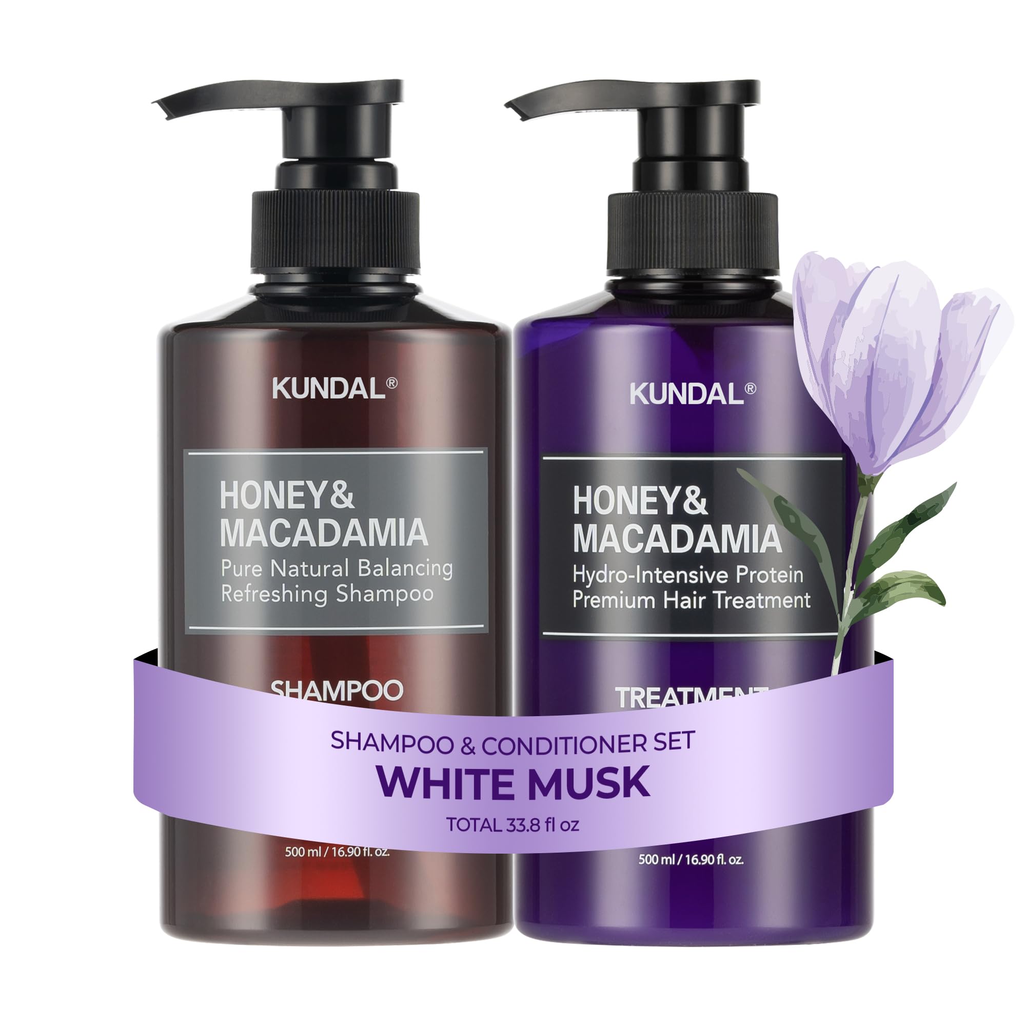 KUNDAL Shampoing White Musk — bouteille élégante pour cheveux nourris et revitalisés