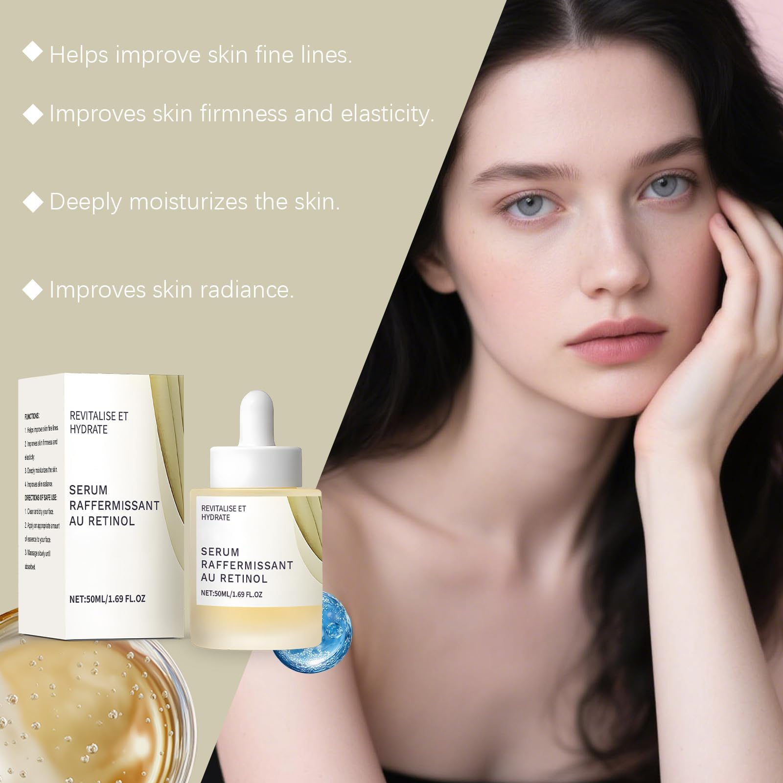 KunMan flacon sérum retinol 0-2: fermeté et élasticité améliorées
