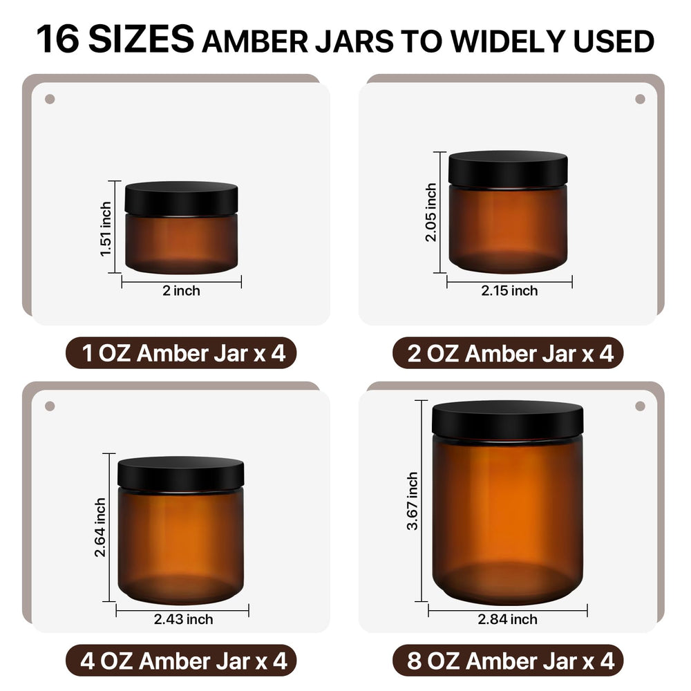 Bocaux ambrés KUNSHNBEI 4 oz pour crèmes et échantillons.