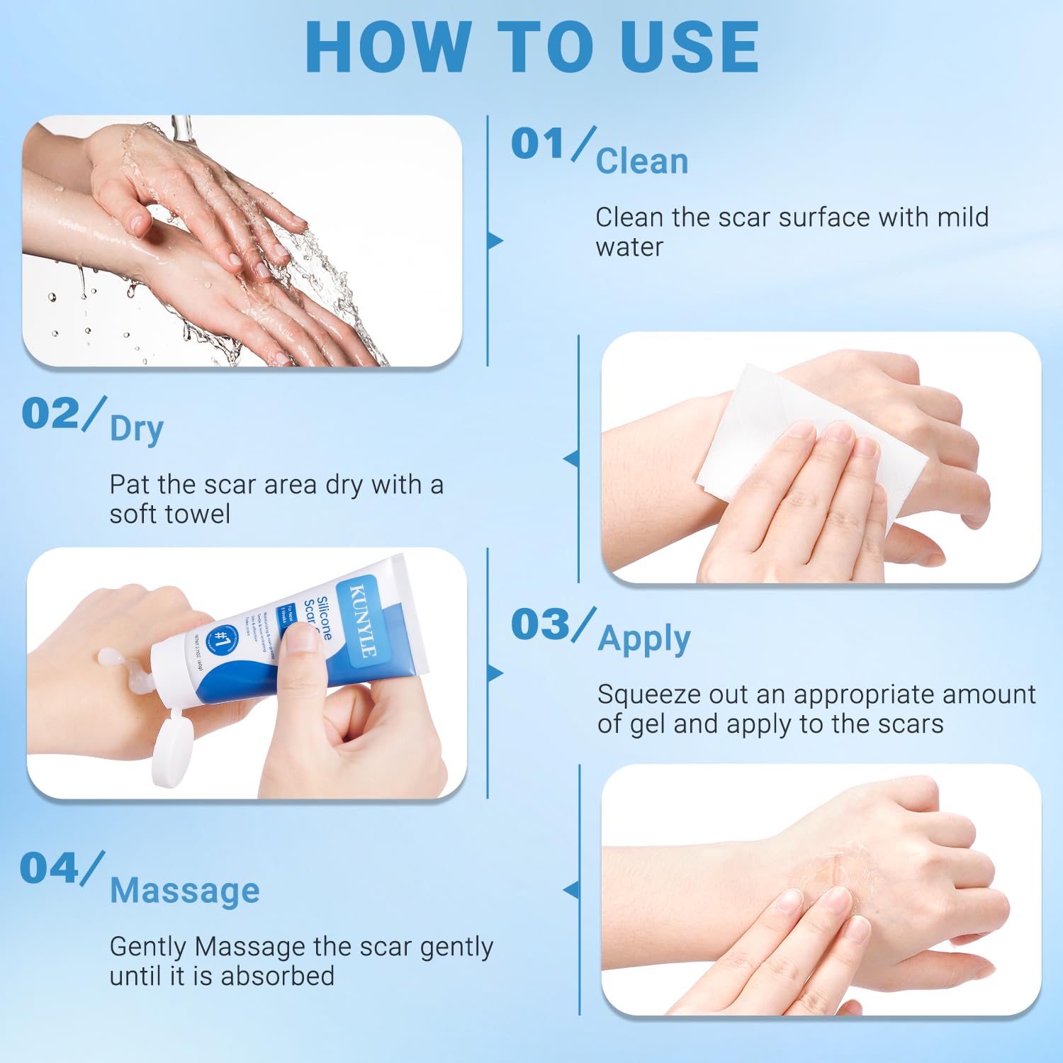 Kunyle Gel Silicone : visage et corps compatibles, utilisation polyvalente.