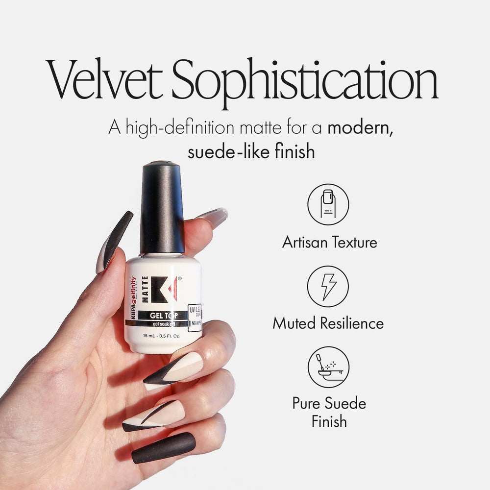 Échantillon swatch GelFinity matte montrant la couvrance et l’effet velouté.