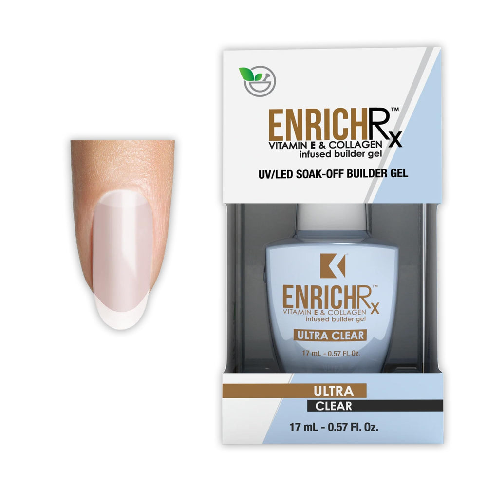 KUPA GelFinity EnrichRx Ultra clair — bouteille claire pour une construction nette des ongles.