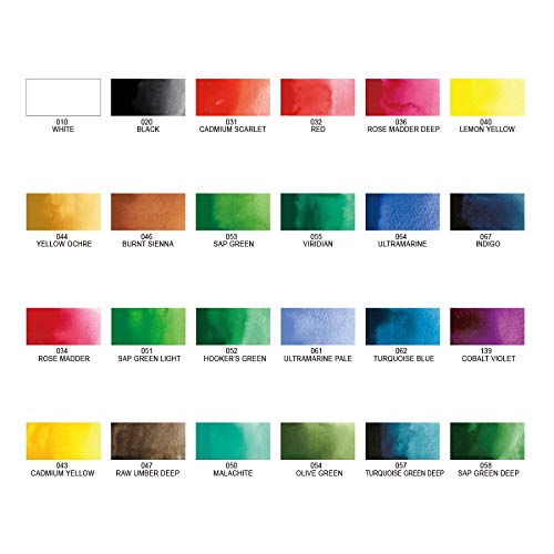 Carte des couleurs Kuretake Gansai Tambi aide à identifier rapidement les teintes.