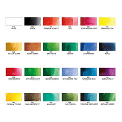 Carte des couleurs Kuretake Gansai Tambi aide à identifier rapidement les teintes.