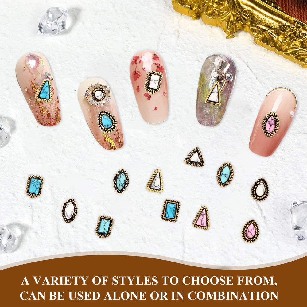 KURTOPLLY charms ongles western ovales-triangles-hexagones, designs variés