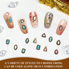 KURTOPLLY charms ongles western ovales-triangles-hexagones, designs variés