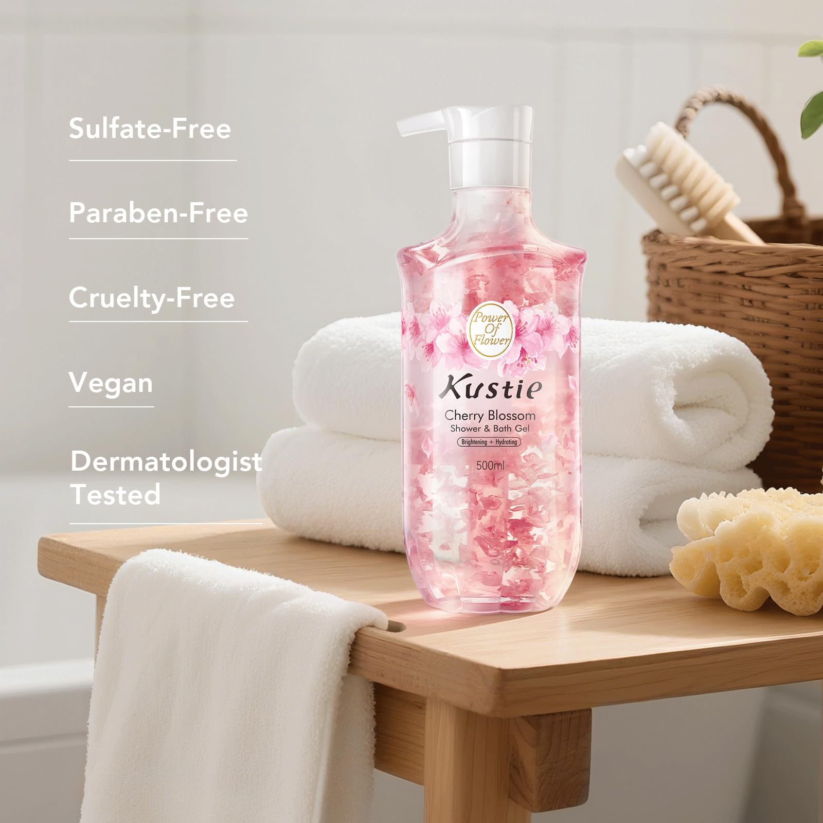 Kustie Gel Douche sans parabènes et alcool, soin quotidien sûr