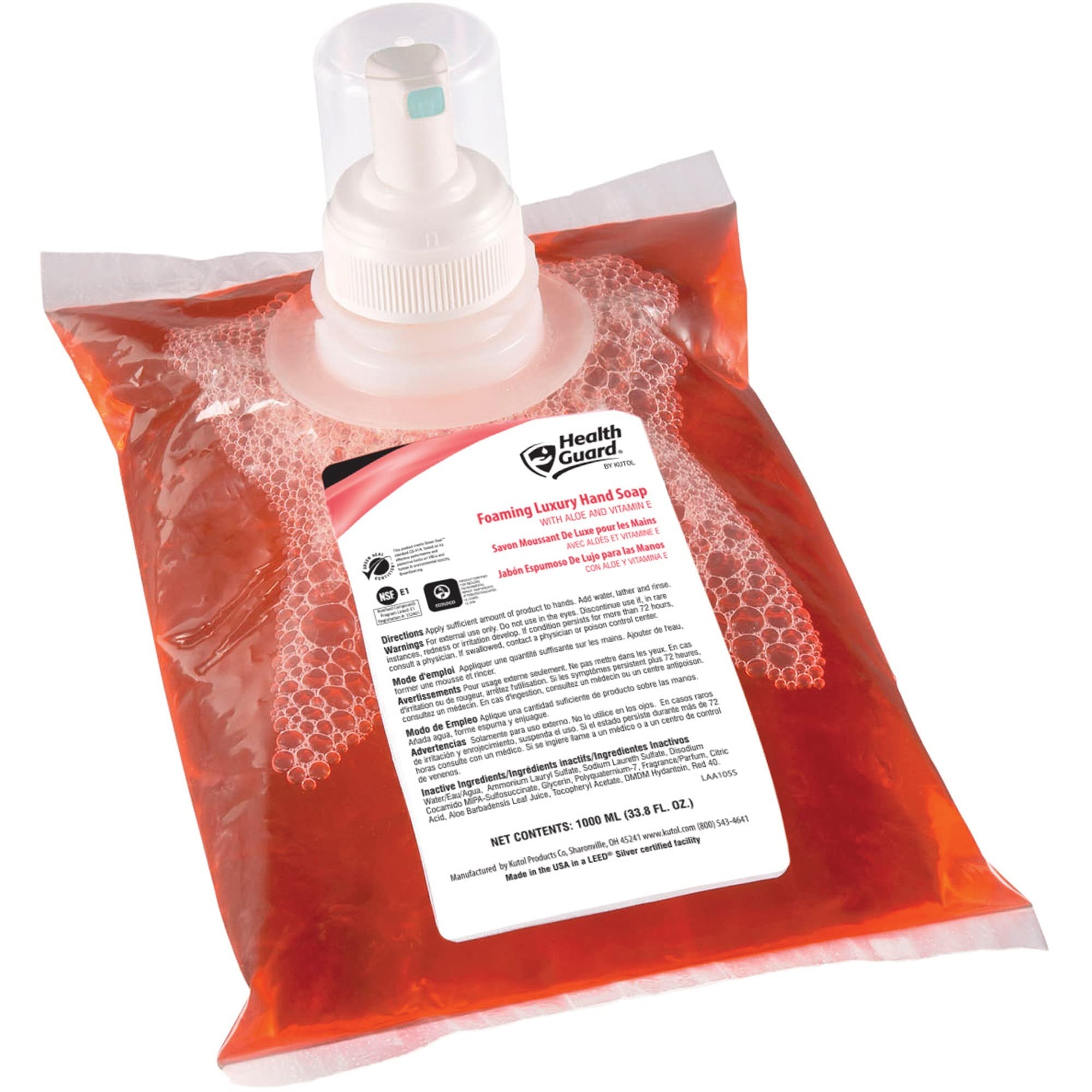 Kutol Health Guard mousse mains rose, lavage doux et nourrissant pour la peau.