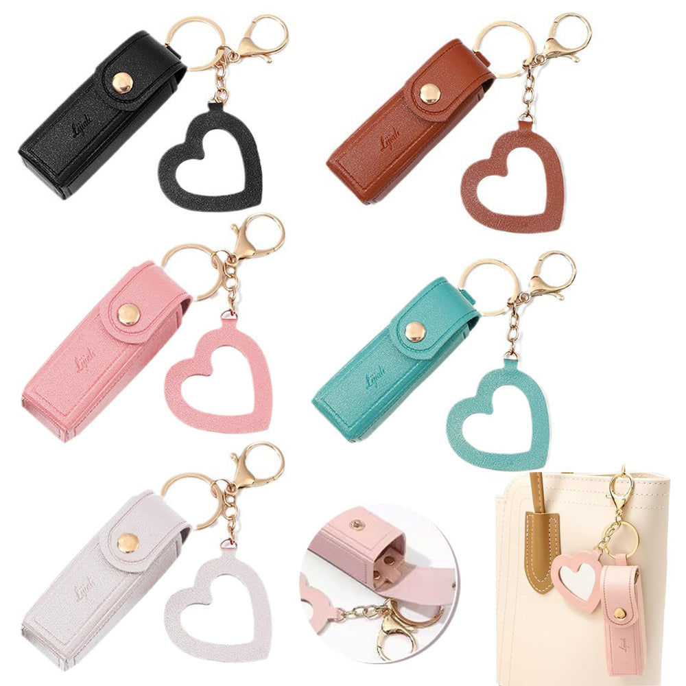 KuuGuu porte-rouge à levres avec miroir coeur rose, pratique en sac