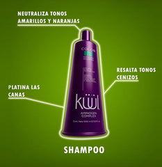 KUUL Matizant Shampoing: pigments violets neutralisent le jaunissement et éclaircissent les tons.