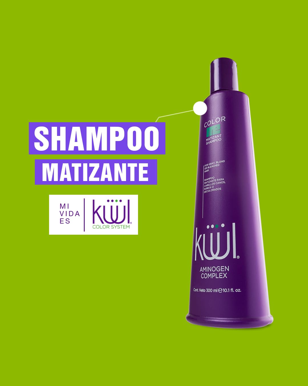 KUUL Matizant Shampoing: texture cremeuse facile à appliquer, cheveux doux et brillants.