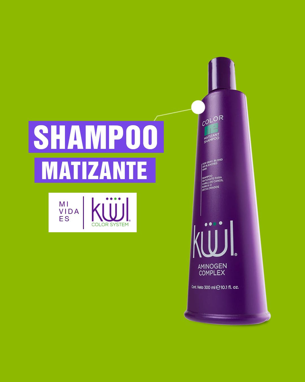 KUUL Matizant Shampoing: texture cremeuse facile à appliquer, cheveux doux et brillants.