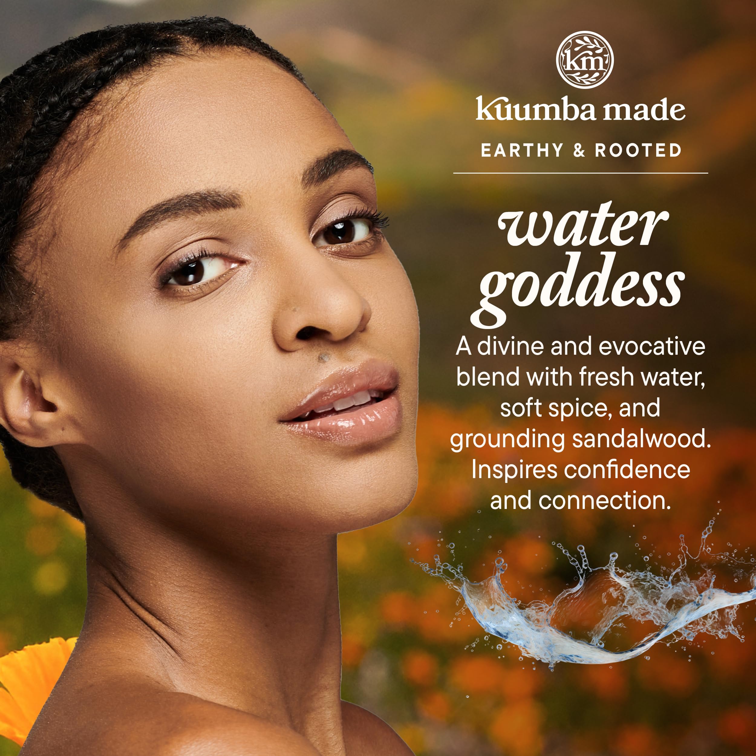 Kuumba Made Water Goddess — parfum concentré sans alcool pour douceur et peau agréable.
