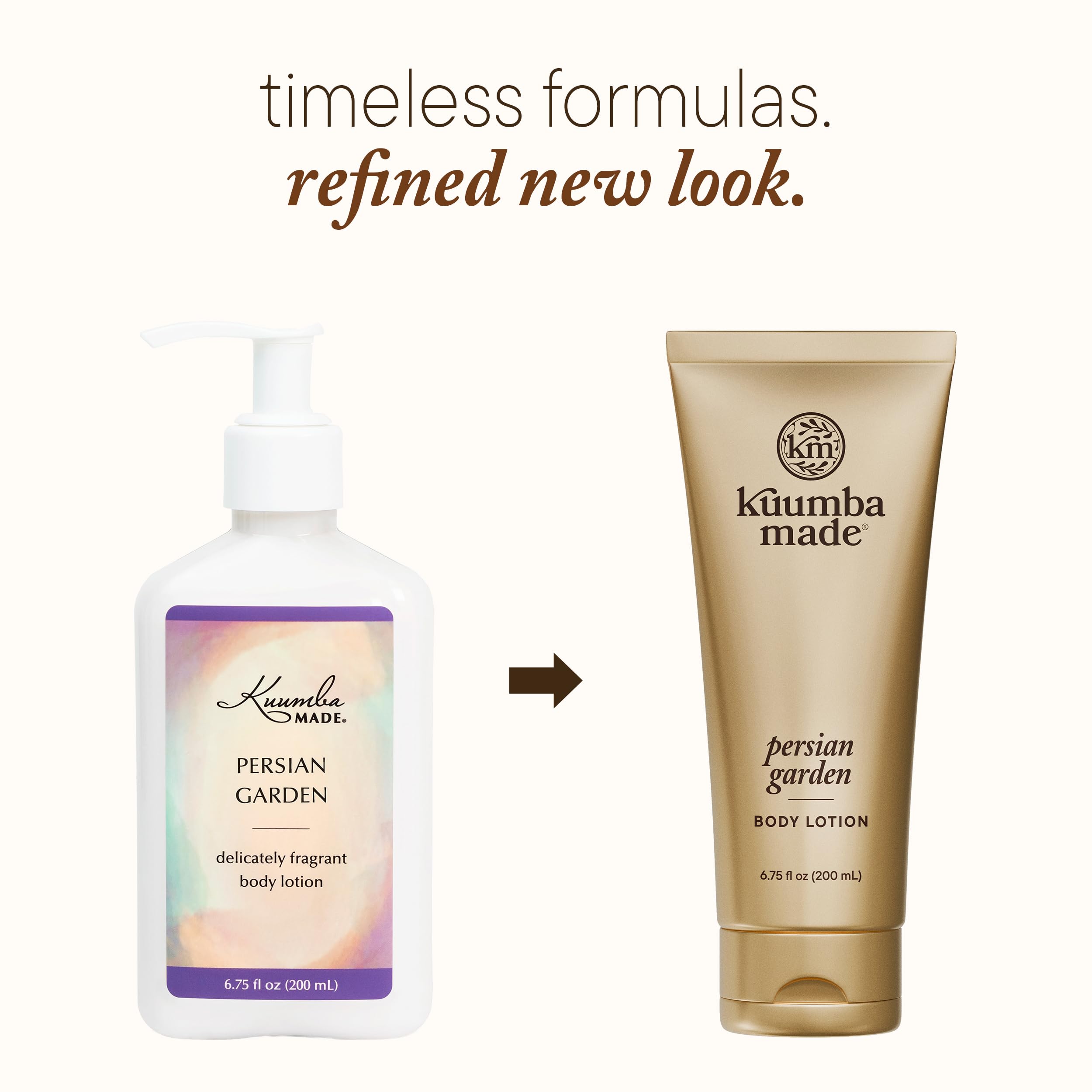 Lotion corps Jardin Persan: texture légère, absorption rapide et peau satinée.