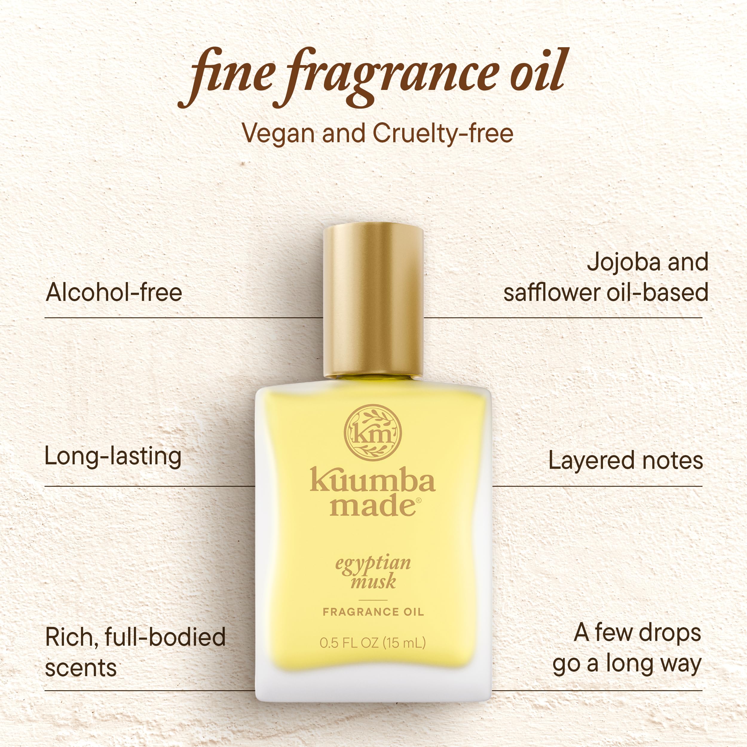 Kuumba Made Musc Égyptien — formule sans alcool et huiles végétales.