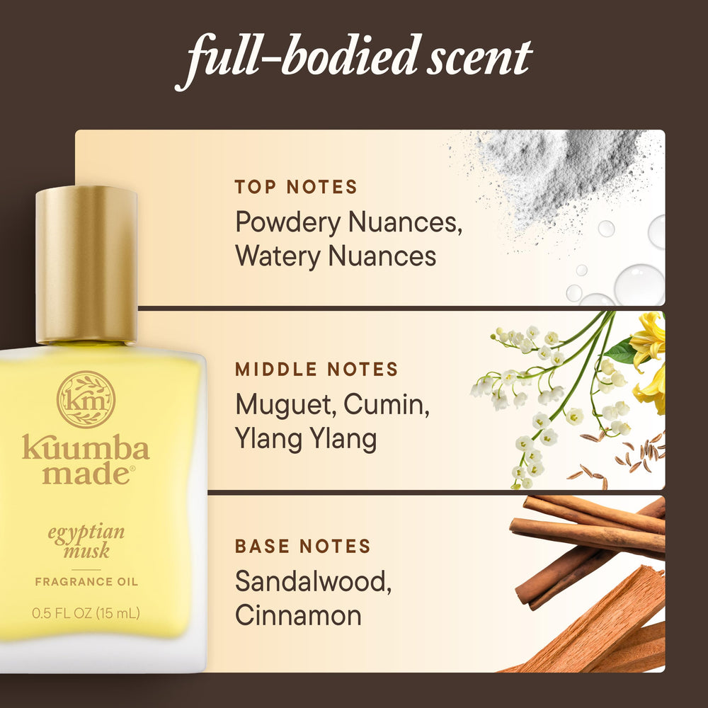 Kuumba Made Musc Égyptien — utilisation quotidienne sur le poignet.