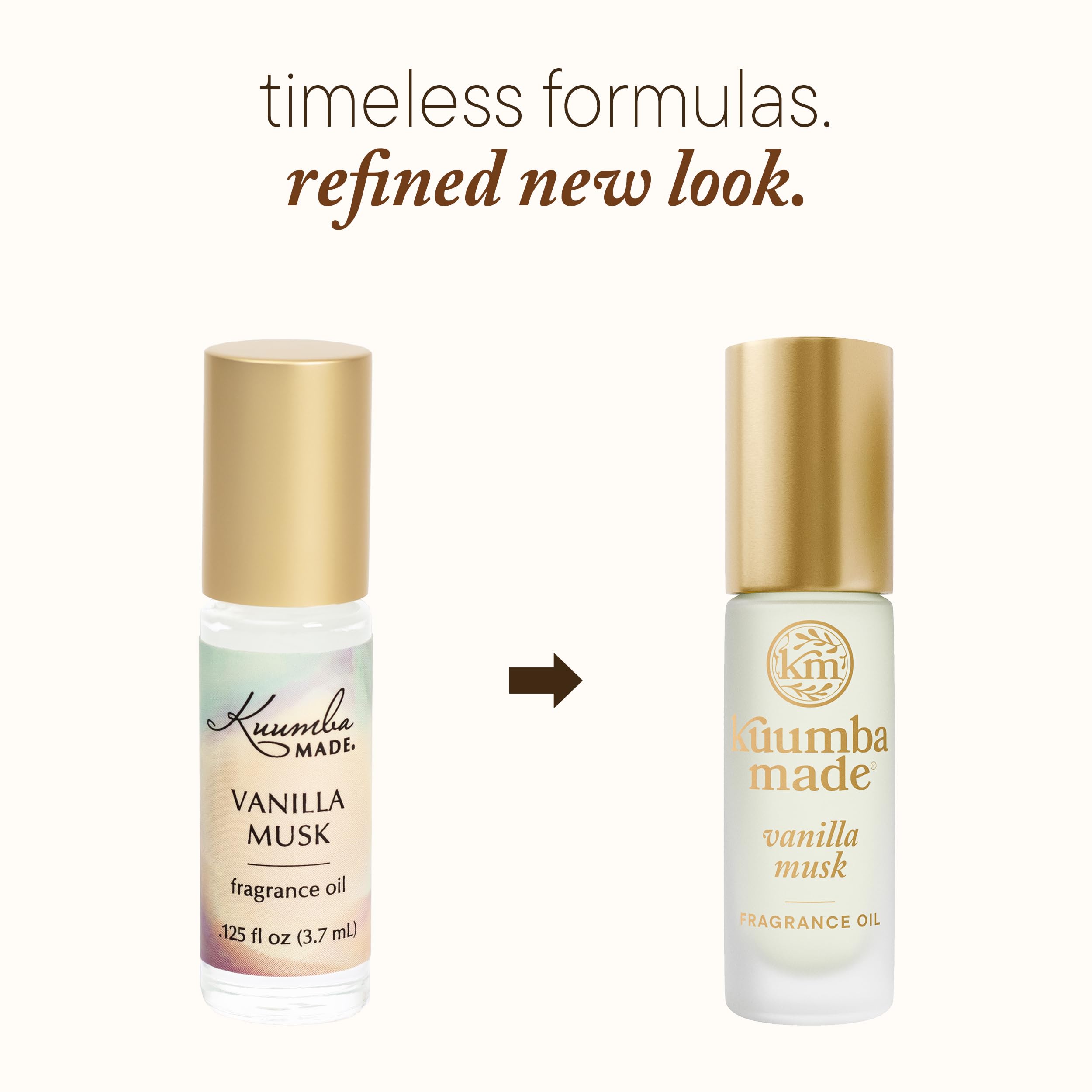 Kuumba Made Vanille Musc bouteille-roll-on pratique pour les retouches.