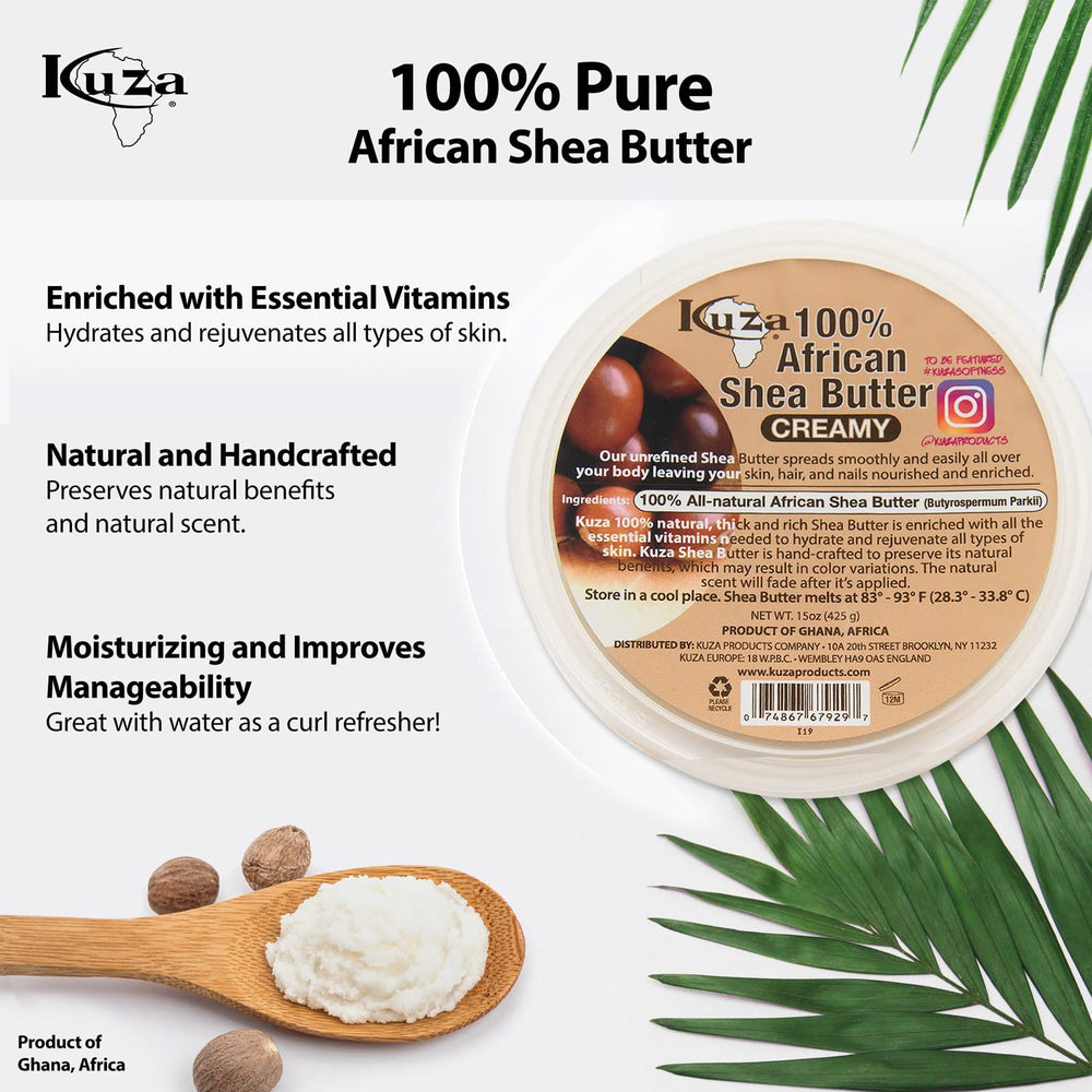 Kuza Beurre Karité Borututu application sur peau pour hydrater en douceur.