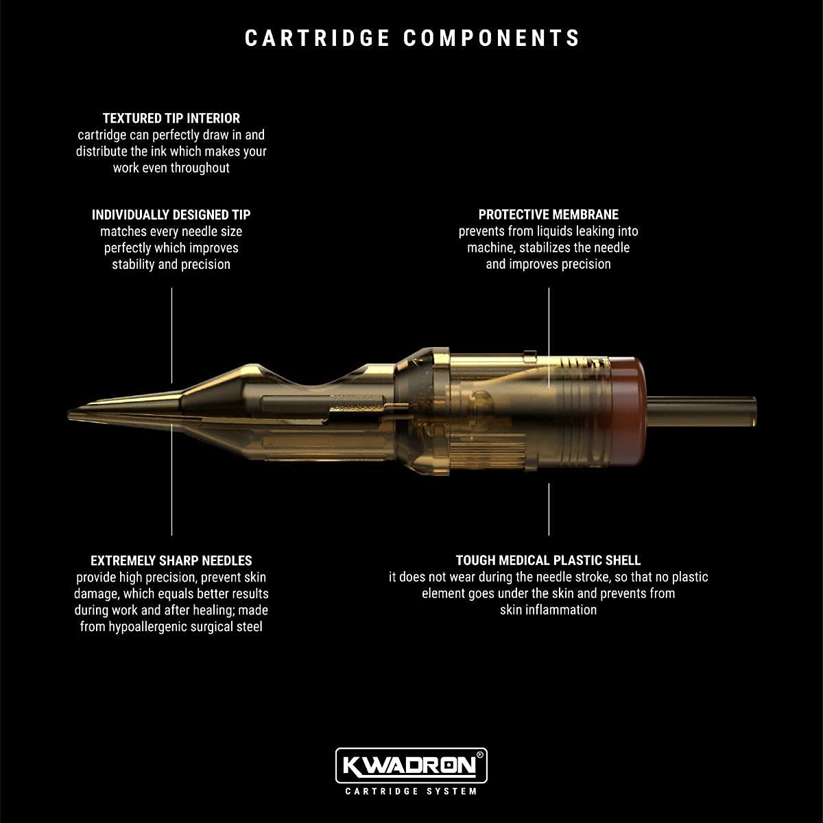 Kwadron Cartouche Curved Mag Shader 12 Longue Pointe avec membrane protectrice anti-retour.