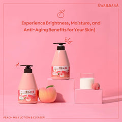 Kwailnara Gel Douche Lait Pêche: extrait pêche et vitamine C pour un teint lumineux.