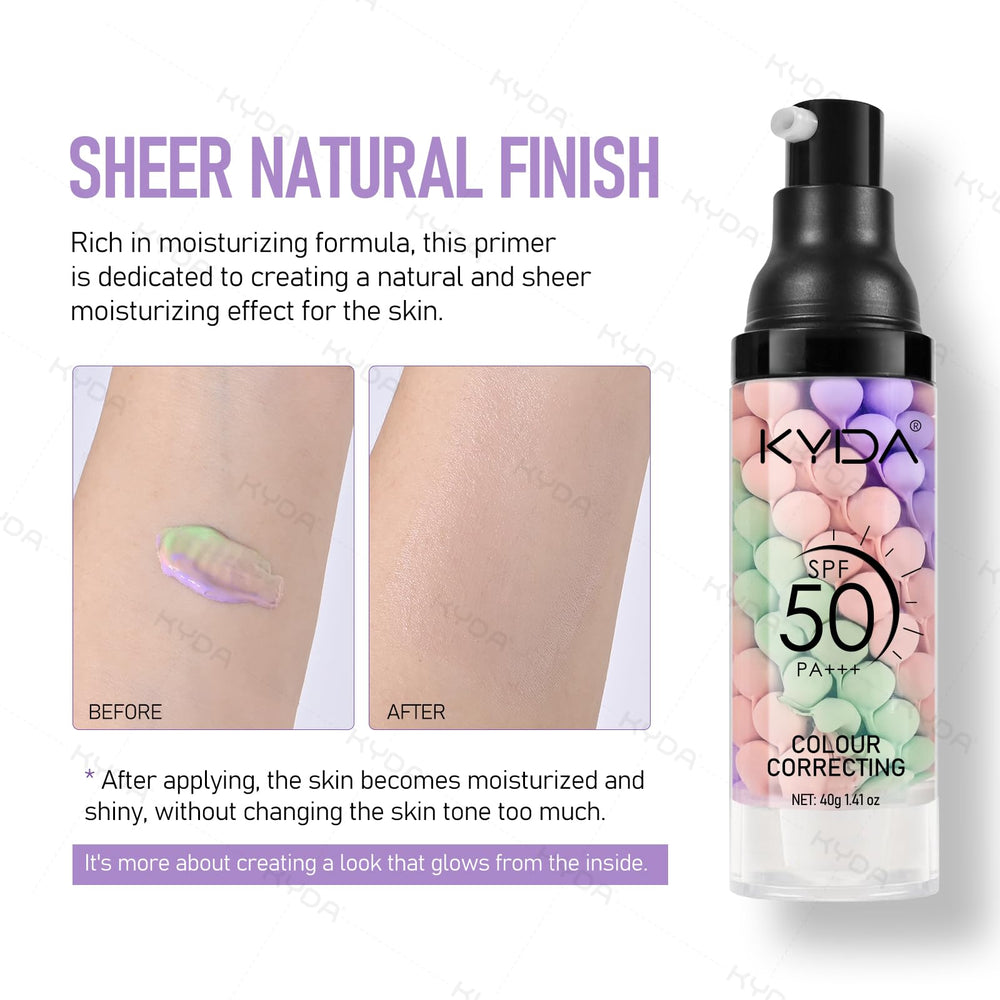 KYDA 3 en 1 Primer SPF50: protection UVA/UVB et base légère.
