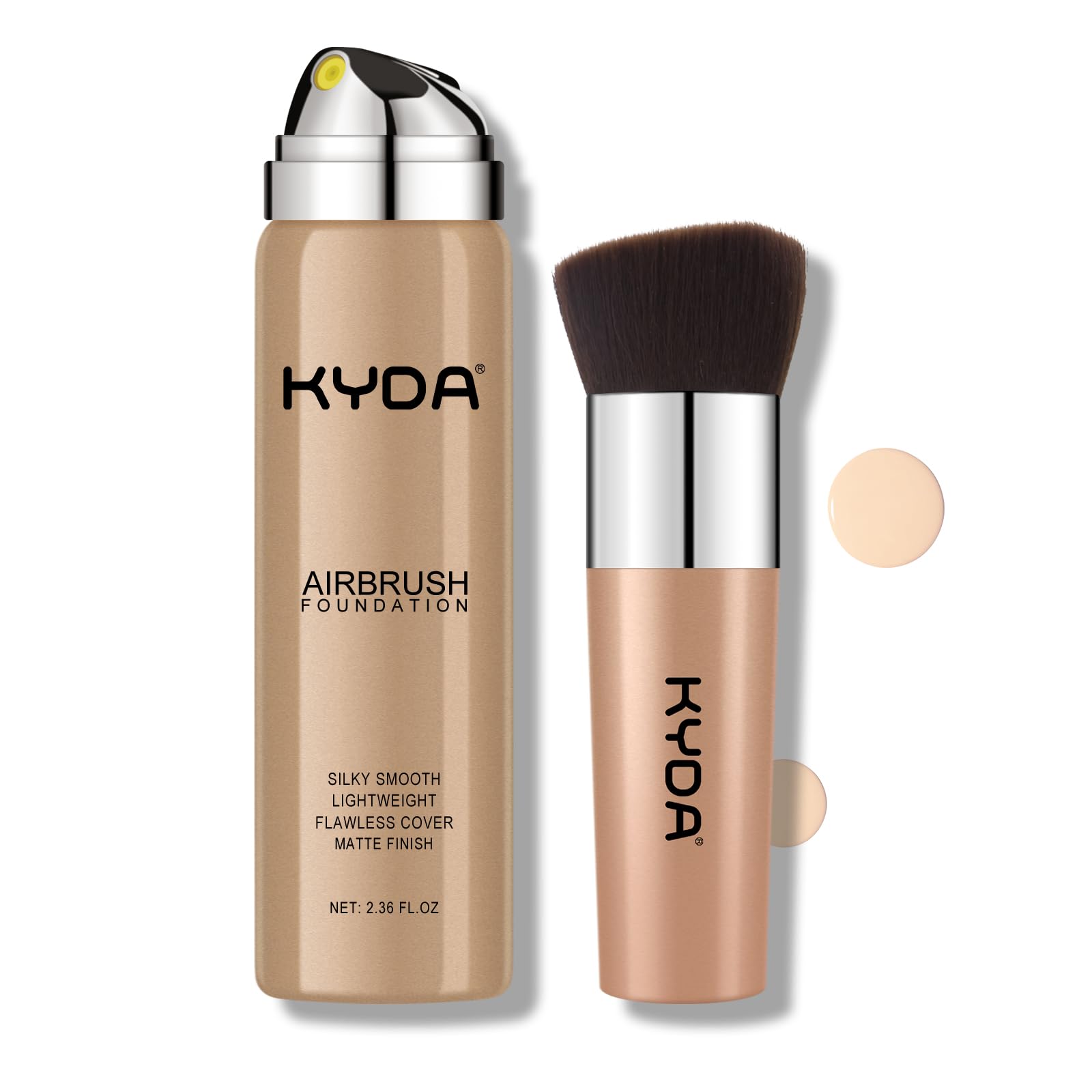 KYDA AirBrush fond de teint spray, fini soyeux et couverture naturelle.