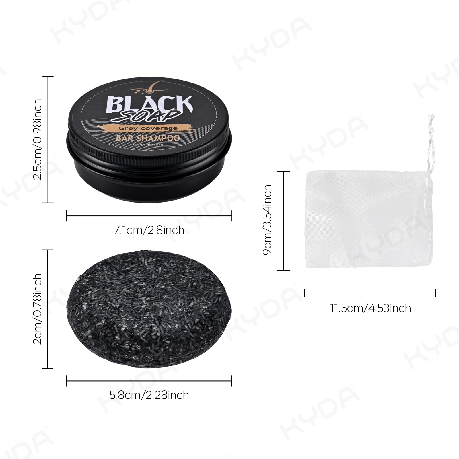 KYDA barre-shampoing noire et barbe, nettoie en douceur et prépare le look quotidien.