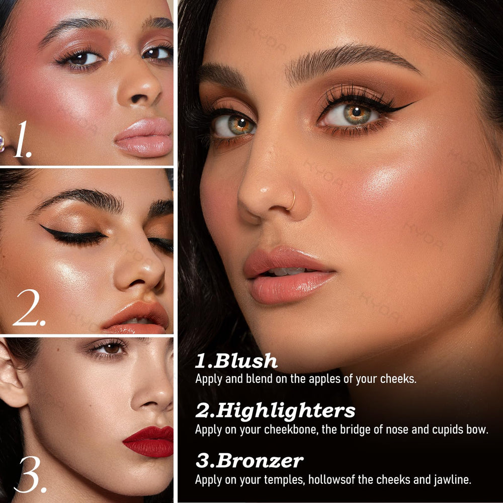KYDA blush irisé – touche rosée lumineuse pour pommettes.