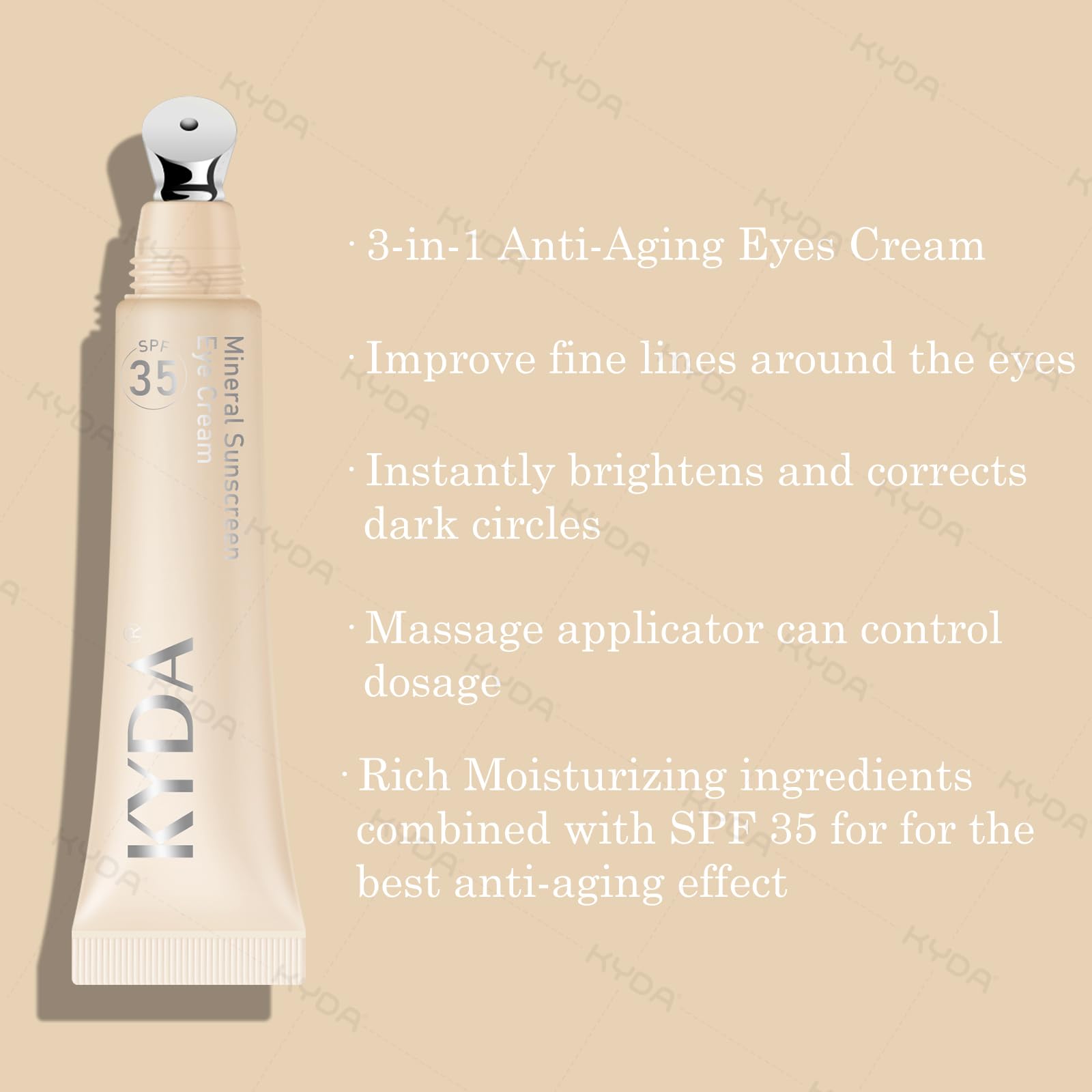 KYDA Crème Yeux Minérale avec applicateur pour doser et appliquer en douceur.